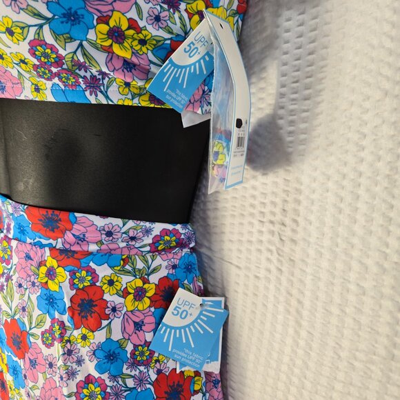 Draper James NWT Floral One Shoulder Flounce Swimsuit Bikini Skirt Set UPF 50+ - Picture 5 of 8